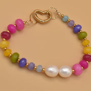 #product_description_first_paragraph# - Bracelet Corentin Plaqué Or Coeur Perles de culture Agate - Coraline bijoux