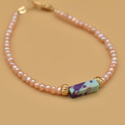 #product_description_first_paragraph# - Bracelet Sax Plaqué Or Perles d'eau douce rose - Coraline bijoux