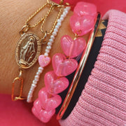 #product_description_first_paragraph# - Bracelet Alizée Plaqué Or Coeur Rose - Coraline bijoux
