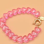 #product_description_first_paragraph# - Bracelet Belinda Plaqué Or Coeur Rose Paillettes - Coraline bijoux