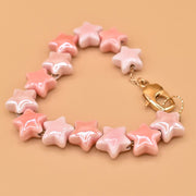 #product_description_first_paragraph# - Bracelet Caroline Plaqué Or Etoile Céramique Rose - Coraline bijoux