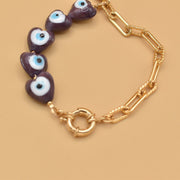 #product_description_first_paragraph# - Bracelet Christopher Plaqué Or Oeil Protecteur Violet - Coraline bijoux