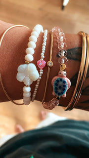 #product_description_first_paragraph# - Bracelet Jessica Plaqué Or Fleur Quartz Cristal - Coraline bijoux