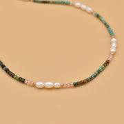 #product_description_first_paragraph# - Collier Dakota Perles de culture Turquoise Plaqué Or - Coraline bijoux