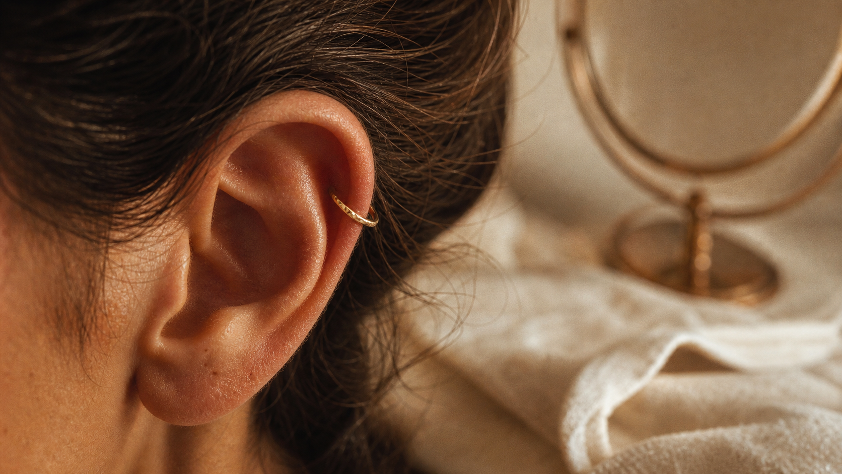Bague oreille sans perçage sur hélix, anneau doré ouvert