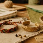 Bijoux brésiliens : bracelet capim dourado et miçanga, fermoir aimanté