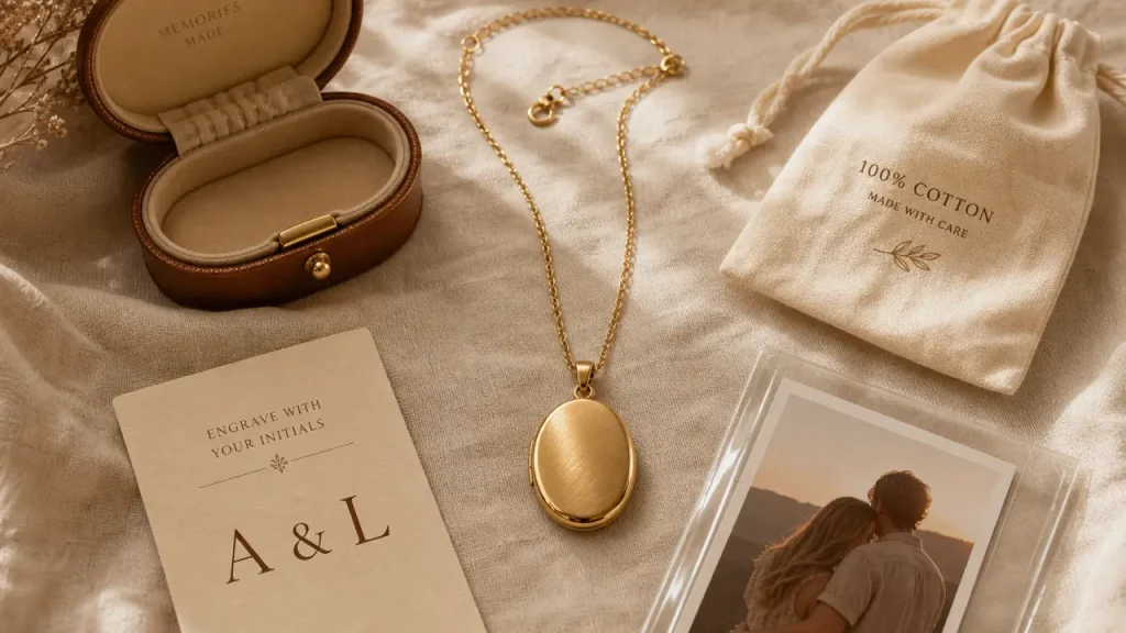 Collier medaillon : photo et gravure, chaîne ajustable