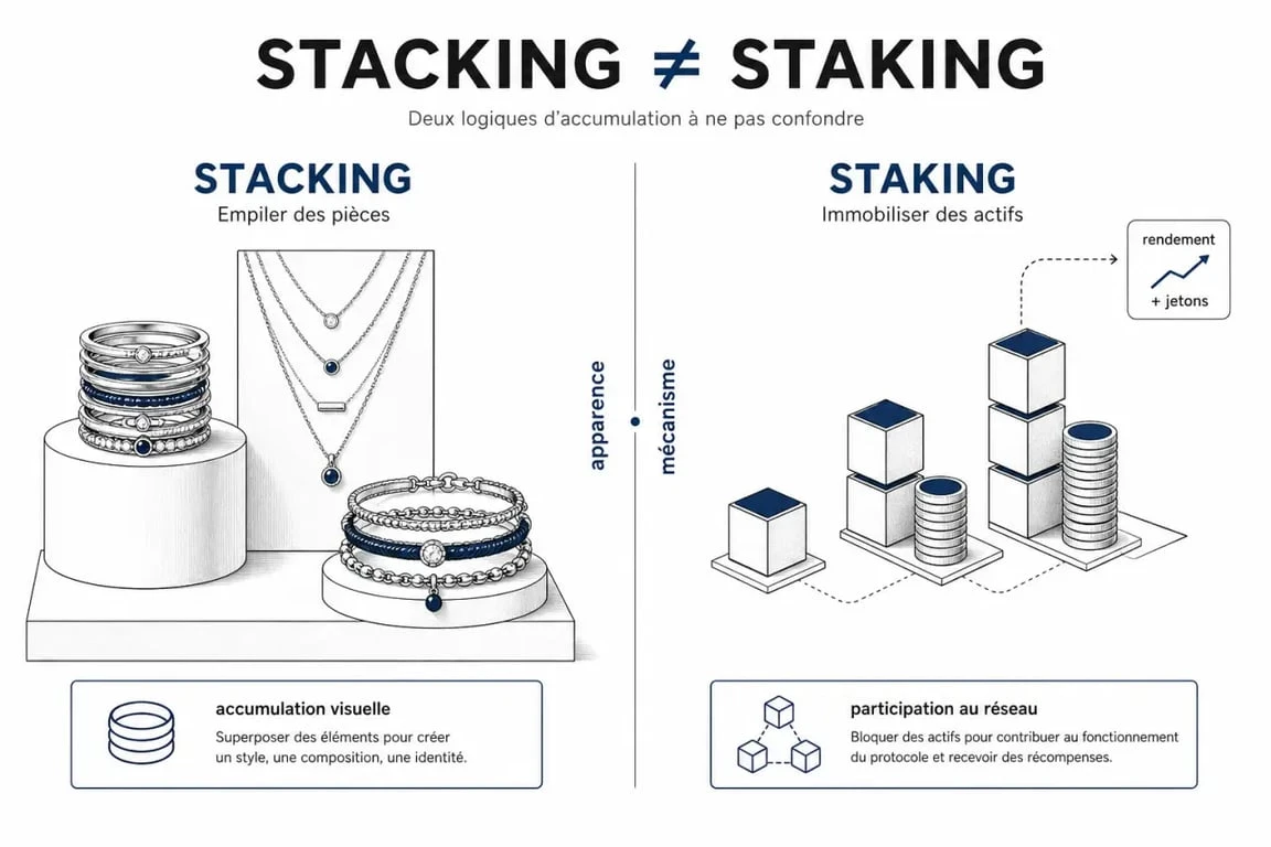 Infographie comparative du stacking et du staking