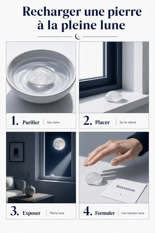 Guide visuel pour recharger pierre pleine lune en 4 étapes