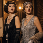 Femmes annees 20 en robes droites, chapeau cloche et allure garçonne