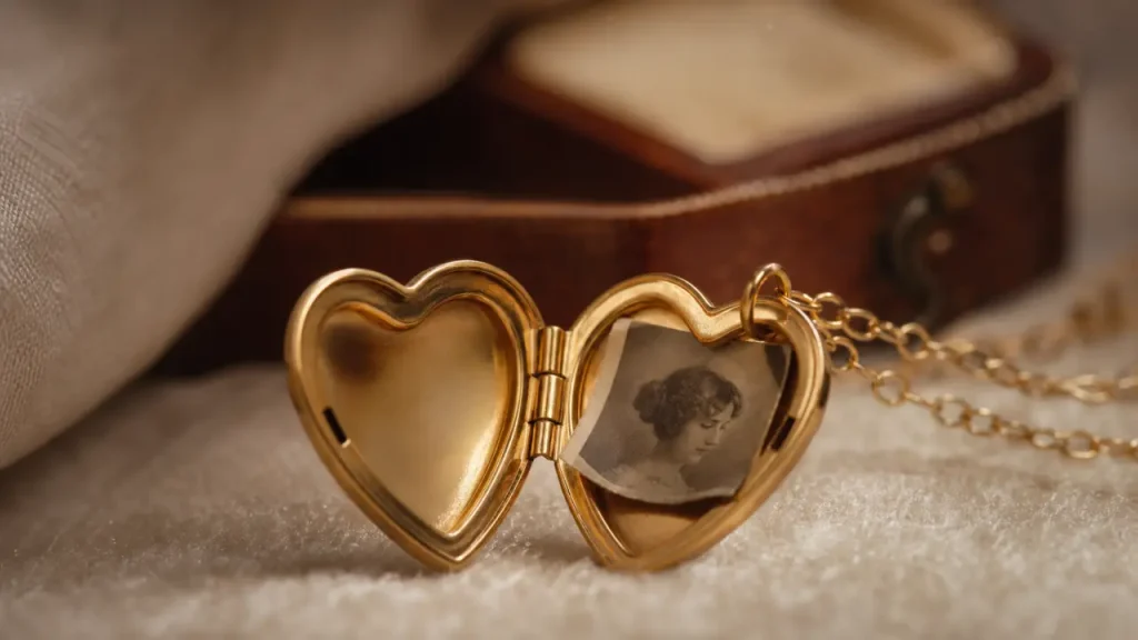 Medaillon coeur souvenir personnalisable en or jaune avec mini photo