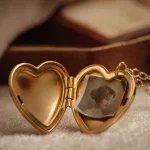 Medaillon coeur souvenir personnalisable en or jaune avec mini photo