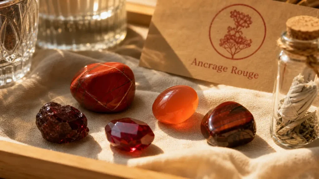 Pierre rouge signification : pierres grenat, rubis, jaspe rouge et cornaline
