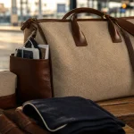 Sac voyage femme en toile enduite et cuir, confort en aéroport