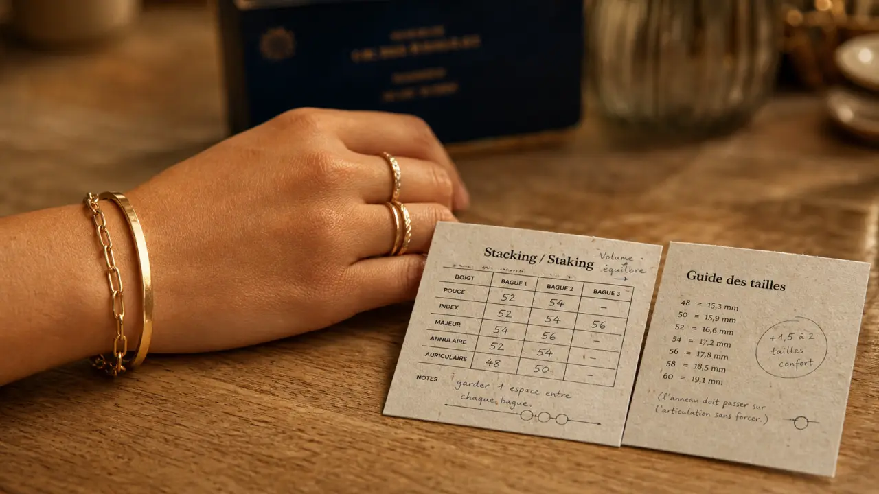 Stacking en bijoux : empiler sans confondre avec le staking, photo bagues et bracelet