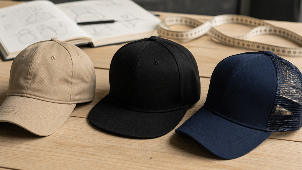 Type de casquette : visière plate, mesh et fitted sur trois modèles