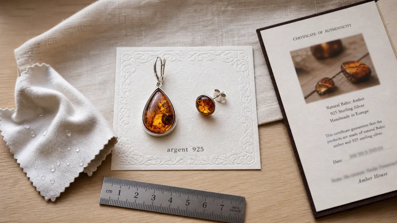 Boucles d oreilles ambre sur papier argent 925/1000