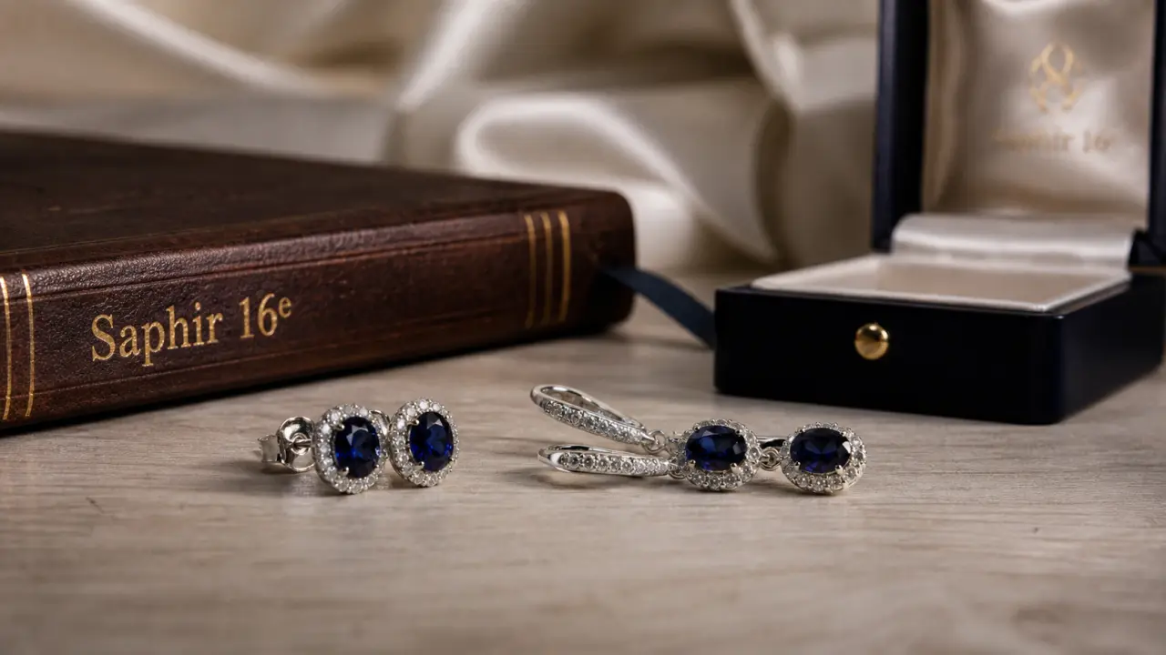 Boucles d oreilles saphir en or blanc : puces et dormeuses