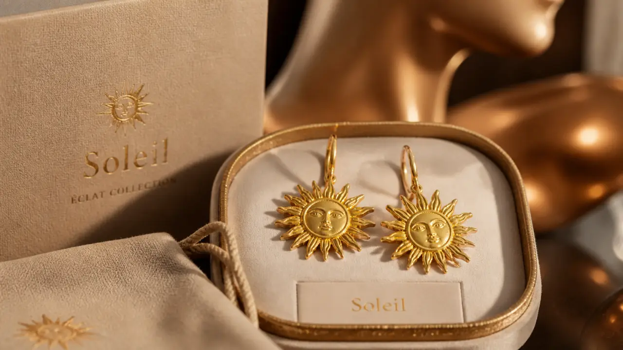 Boucles d oreilles soleil en acier 316L, dormeuses 20 mm