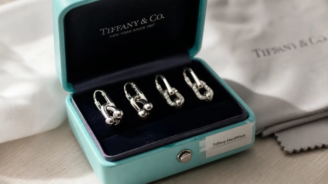 Boucles d oreilles Tiffany en argent dans l écrin bleu