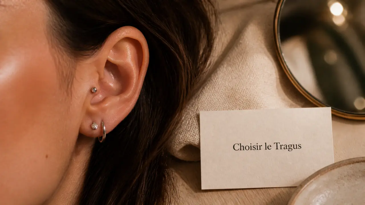 Boucles d oreilles tragus titane labret poli sur oreille