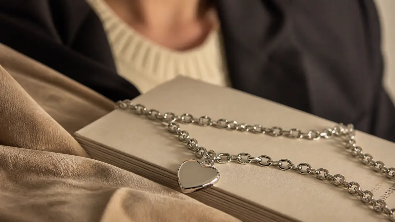 Colliers Guess femme : collier cœur doré et argenté, tenue sublimée