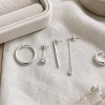 Compo boucles d oreilles argent 925 : duo créole, puce zircon et earcuff