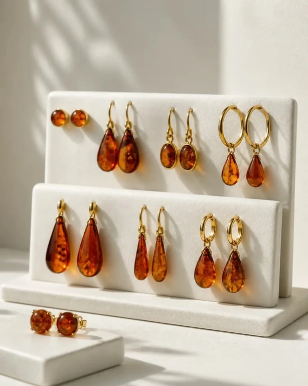 Boucles d oreilles ambre en plusieurs formes pour comparer les styles avant achat