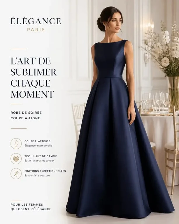 Femme portant une robe de soirée chic et classe lors d'une réception élégante