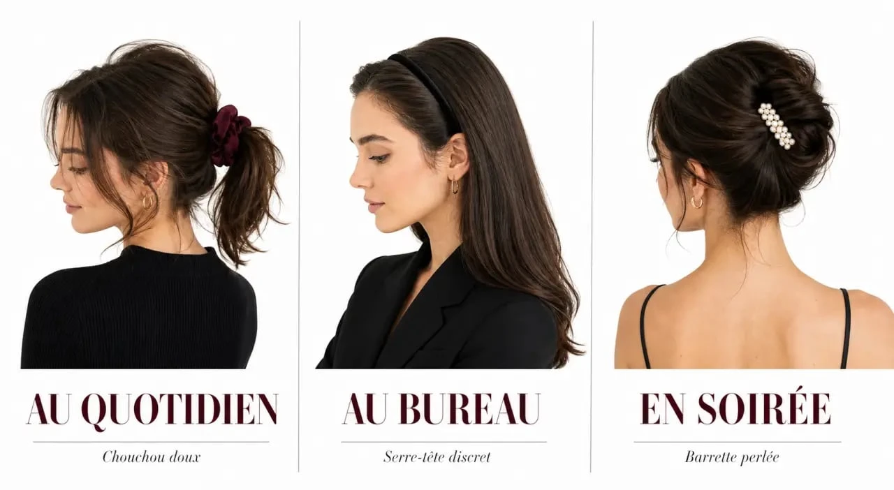 Accessoires pour cheveux portés au quotidien, au bureau et en soirée