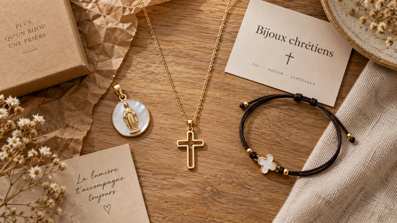 Bijoux chrétien femme : croix discrète et médaille