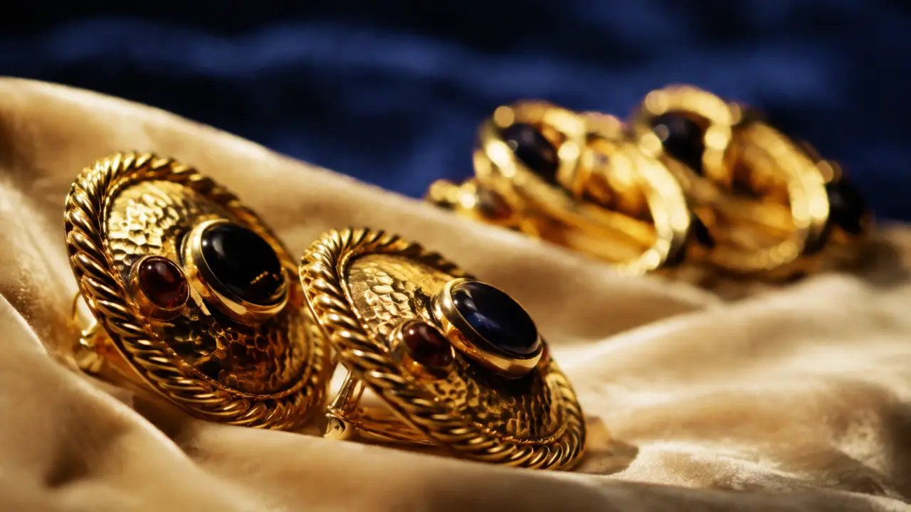 Boucles d oreilles année 80 doré martelé XXL