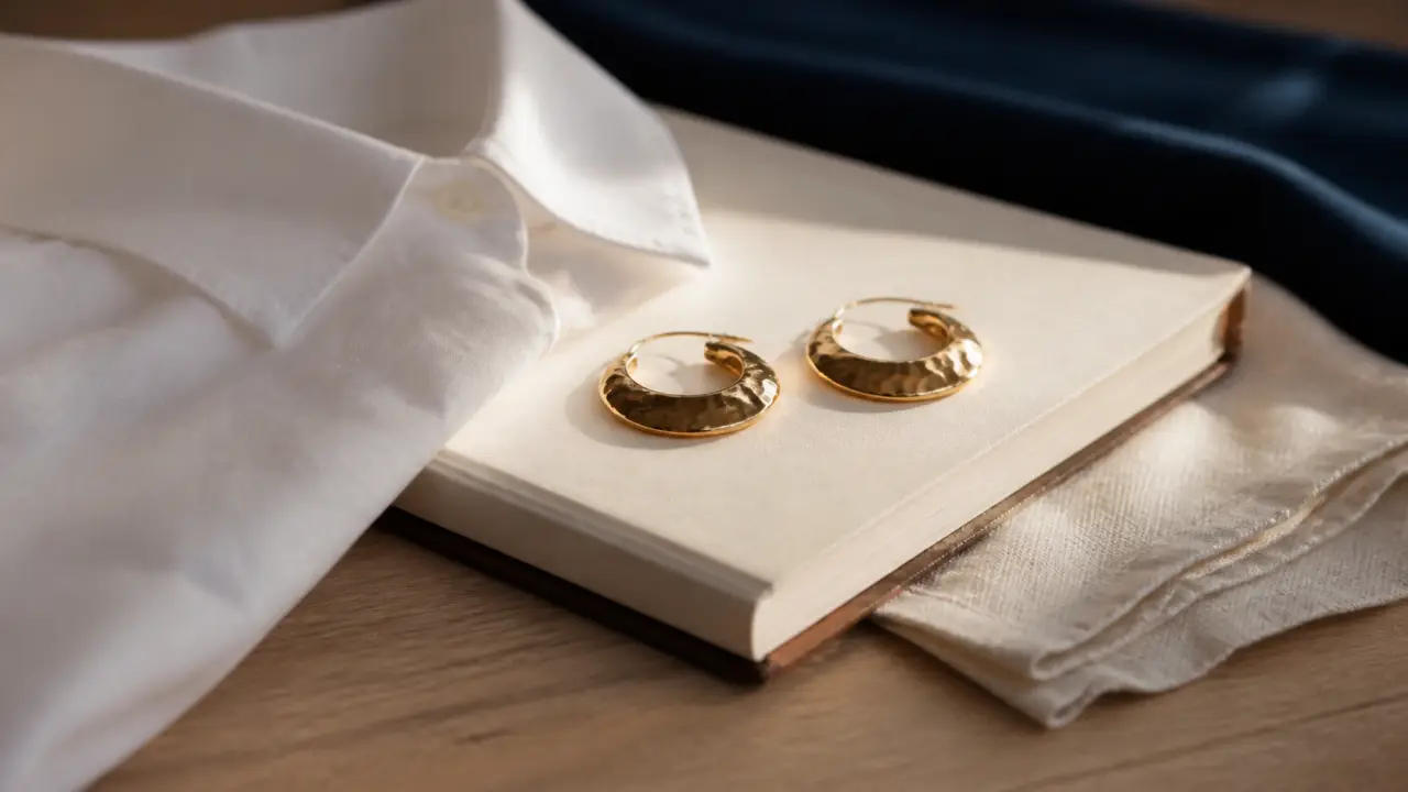 Boucles d oreilles gas bijoux : créoles plaquées or martelées, gros plan