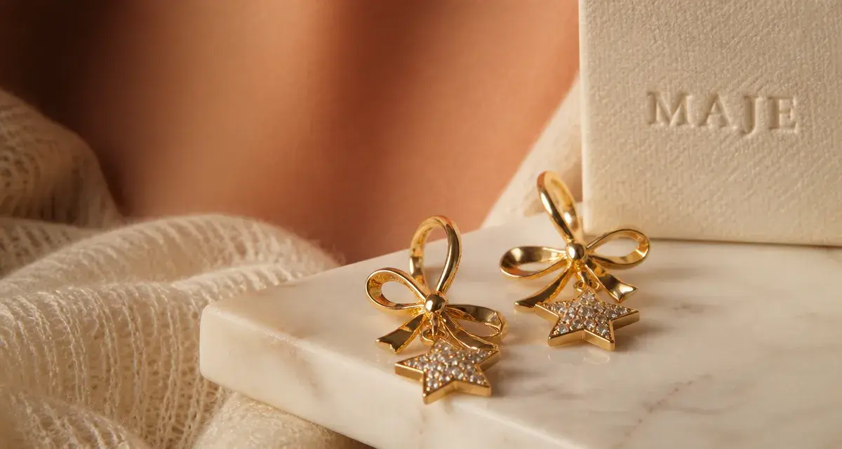 Boucles d oreilles maje : étoiles dorées en strass