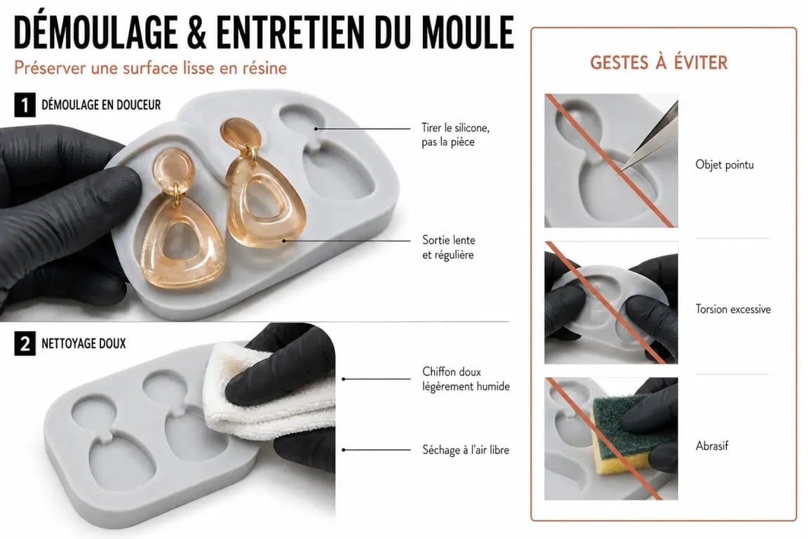 Moules boucles d oreilles resine : démoulage et entretien d’un moule silicone pour boucles d’oreilles