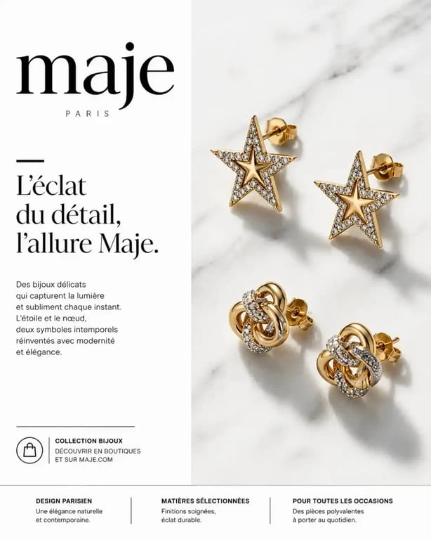 Boucles d'oreilles Maje au design signature étoile et nœud
