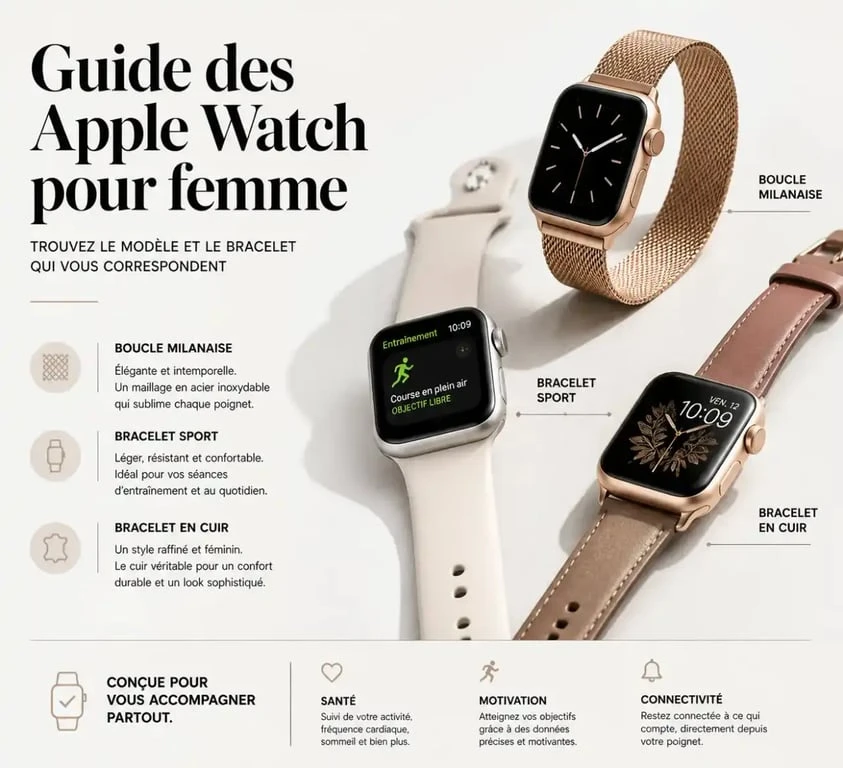 Personnalisation Apple Watch femme : choix de bracelets et styles