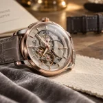Montres femme Pequignet 34 mm or rose et saphir, vue de face