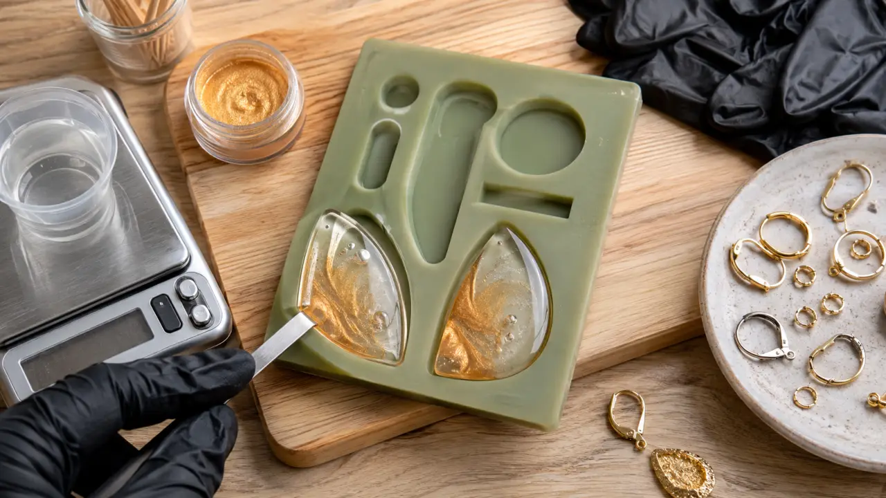 Moules boucles d oreilles resine en silicone, démoulage de la résine