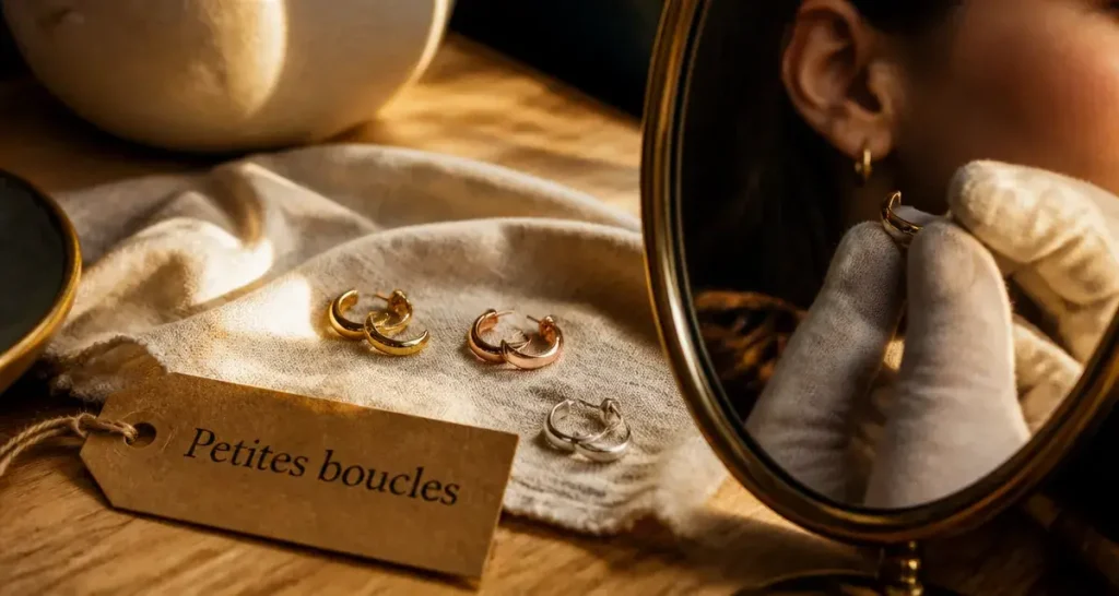 Petites boucles d oreilles : puces minimalistes en or et argent