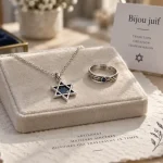 Bijoux juifs femme : pendentif Maguen David et bague gravée
