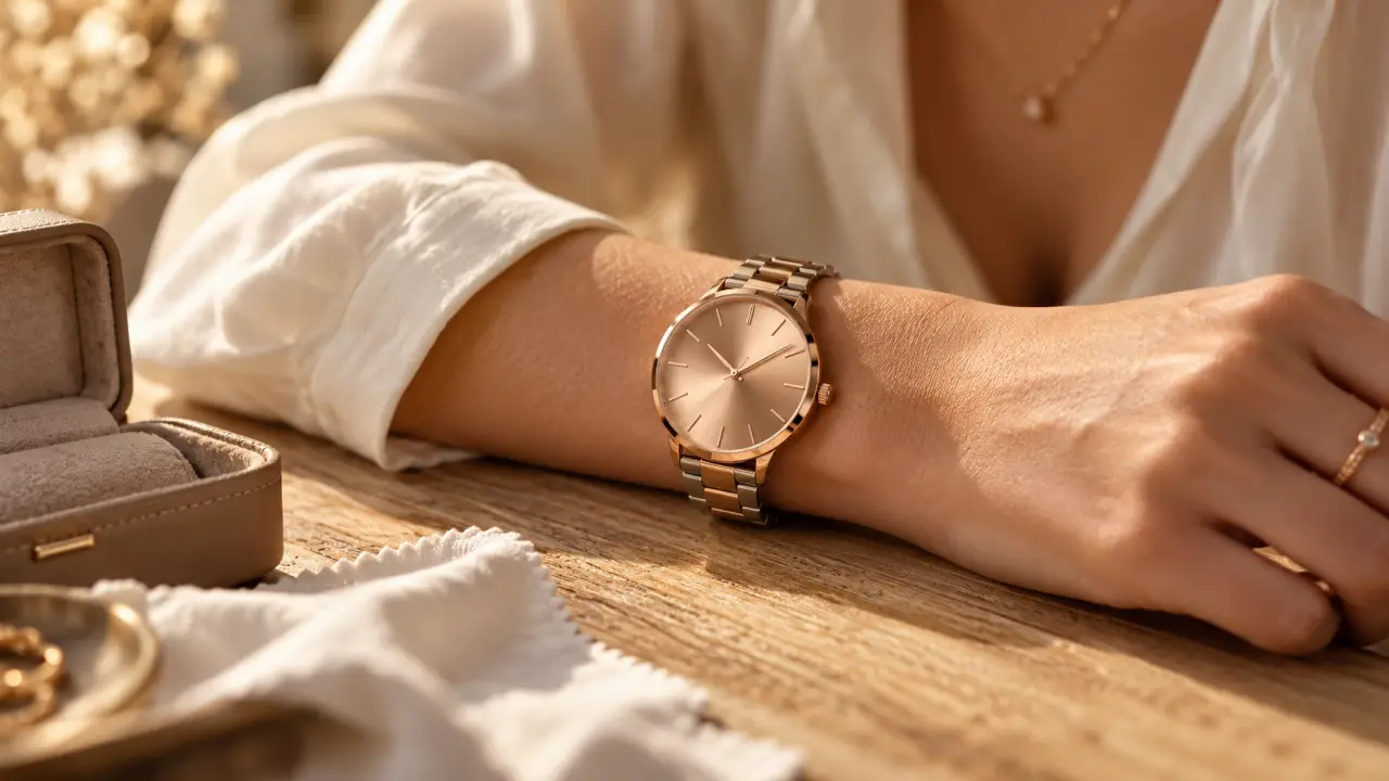 pierre lannier montres femme : montre cadran quartz doré rose